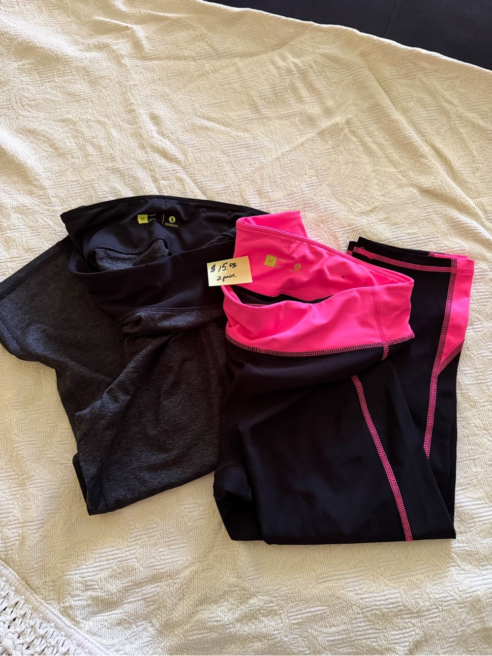 Xersion Black/Pink Capri Workout Leggings & Black/Grey Capri Workout Leggings